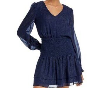 Aqua Navy Long Sleeve Dress